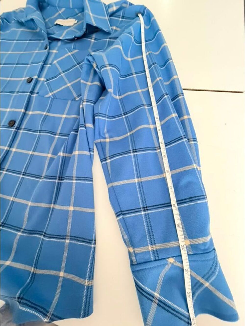 Dress by Stesha Moscow Designer Blue Plaid Oversized Button Down Shirt Size S-M - Picture 9 of 15